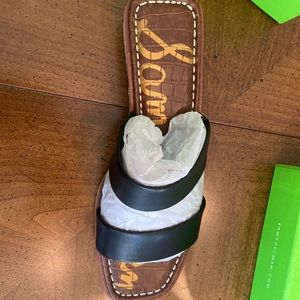 Brand New Sam Edelman 7 1/2 black wedge slides